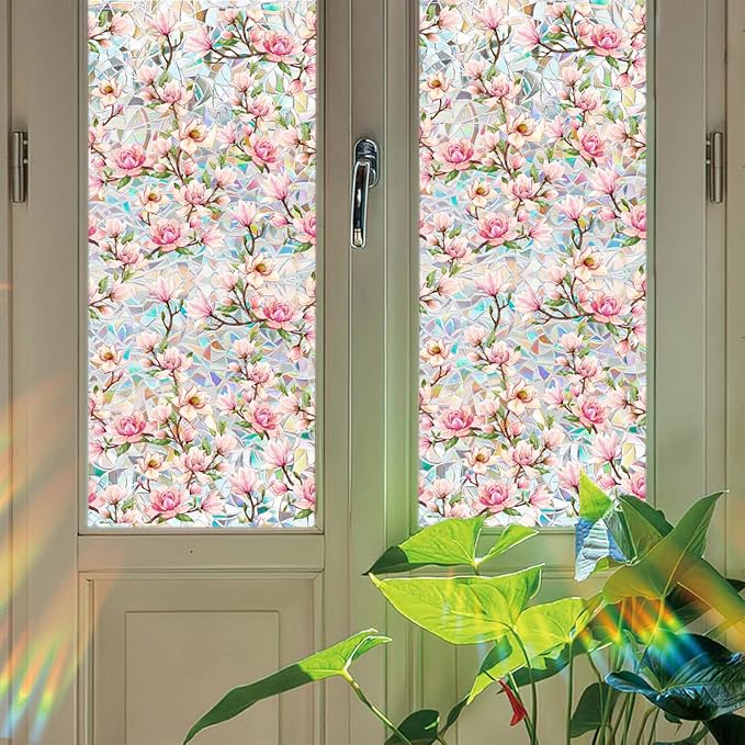 Floral Stained Glass Window Privacy Film, Retro Decorative Rainbow Window - Image 4