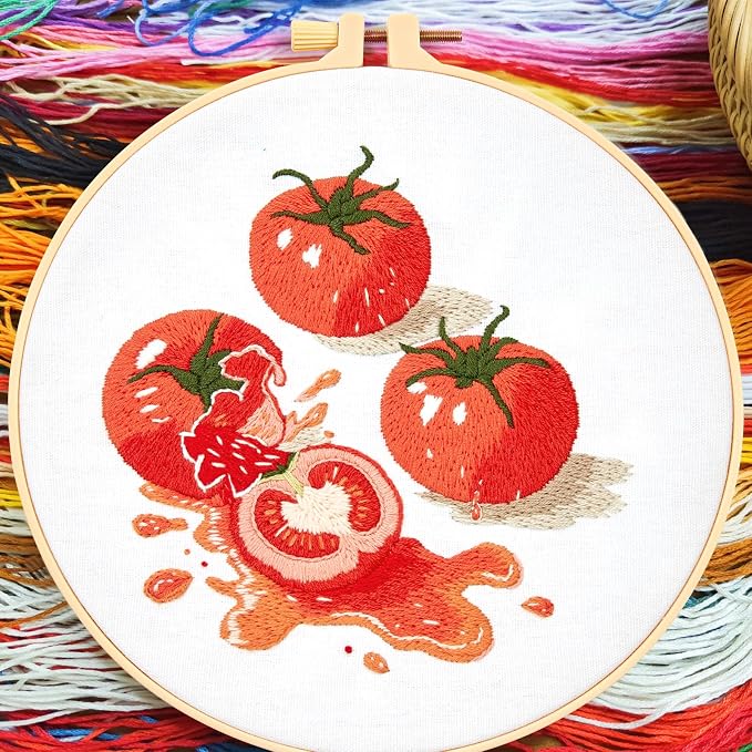 Tomato Embroidery Kits for Beginners Adults, Hand Embroidery Starter Kit - Image 2