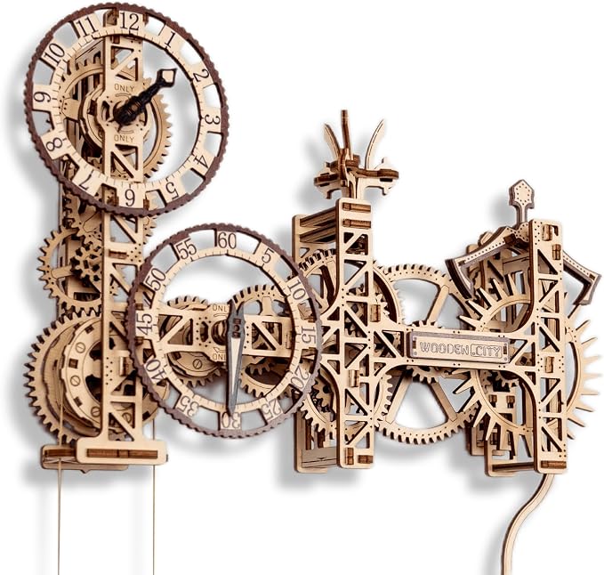 WOODEN.CITY Steampunk Wall Clock Kit – 3D Wooden Puzzle by WoodenCity