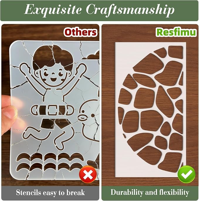 Geometric Texture Stencils for Crafts Reusable 9Pcs Stencils | DIY Art Painting - Image 3