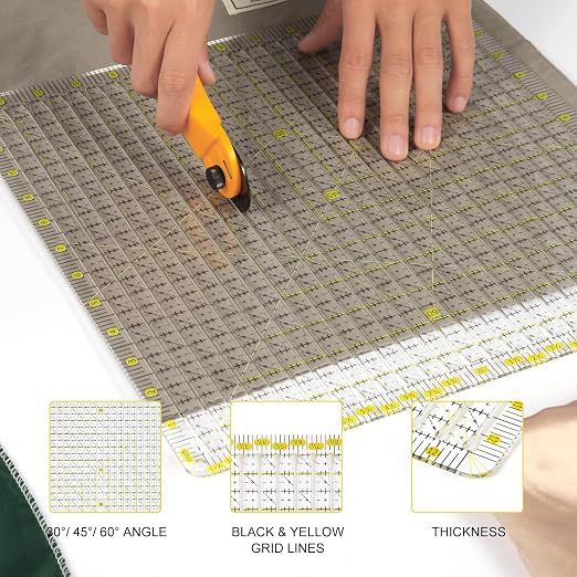 Quilting Ruler - 12.5" x 12.5" Slotted Acrylic Ruler - Image 6