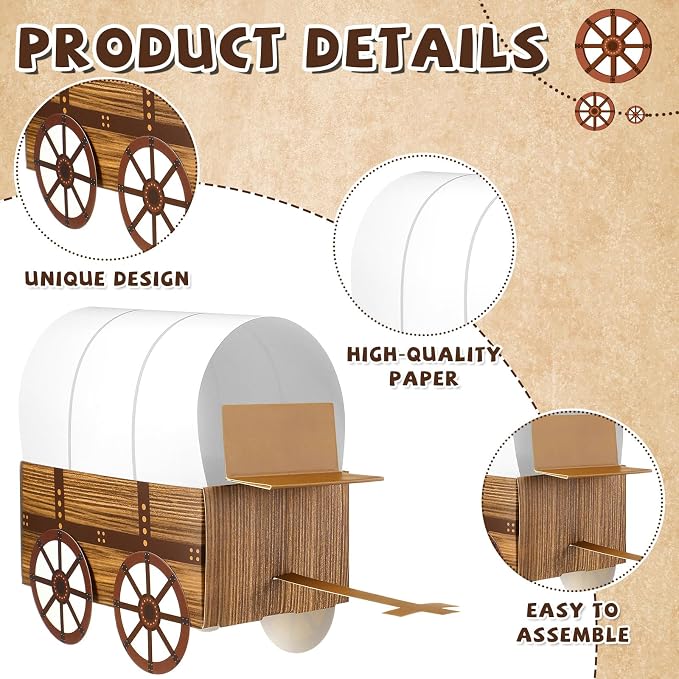 Motipuns 36 Pcs 3D Western Covered Wagon Craft Kit Toy Wagon - Image 3
