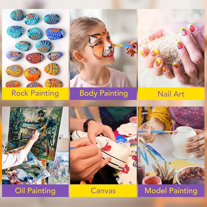 AROIC Acrylic Paint Brush Set, Artist Craft Paint Brushes Supplies, Kid Adult - Image 7