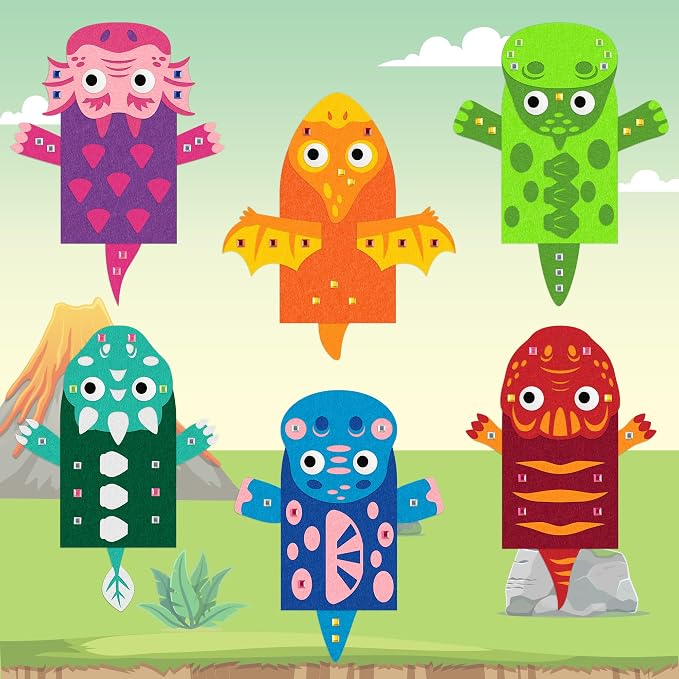 WATINC 6Pcs Hand Puppet Making Kit, Art Craft Felt Sock Puppet Toys, Creative - Image 4