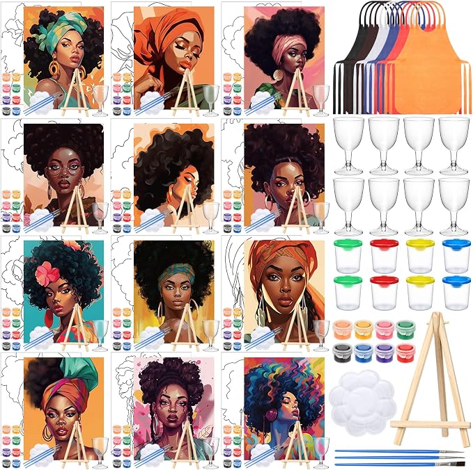Sherr 96 Pcs 12 Sets Pre Drawn Canvas Kit by Sherr