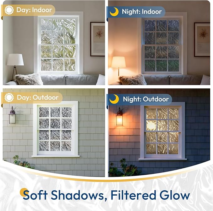 rabbitgoo Frosted Glass Window Privacy Film, Wave Pattern, 35.4" x 157.4" | - Image 3