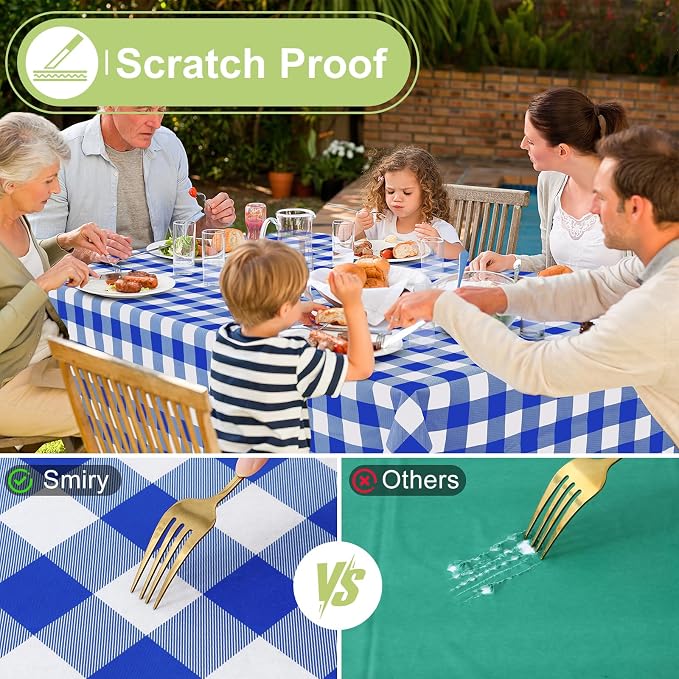 Smiry Rectangle Table Cloth, Waterproof Vinyl Tablecloths - Image 5