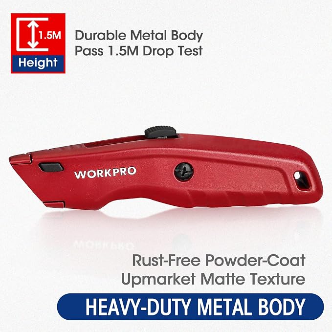 WORKPRO Premium Utility Knife, Retractable All Metal Heavy Duty Box Cutter - Image 3