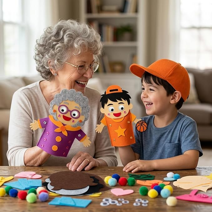 WATINC 6Pcs Hand Puppet Making Kit, Art Craft Felt Sock Puppet Toys, Creative - Image 6