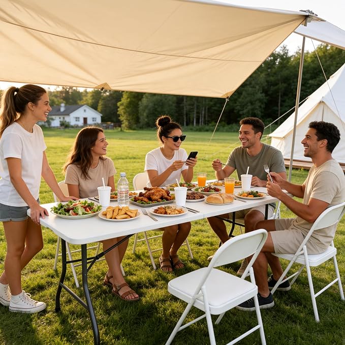 Folding Table 2 Pack, 8 FT Foldable Plastic Table - Image 2