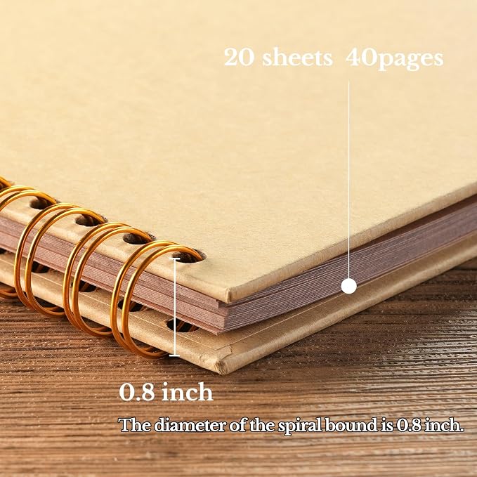 potricher 8 x 8 Inch DIY Scrapbook Album 40 Pages Hardcover Kraft Paper Scrap - Image 4