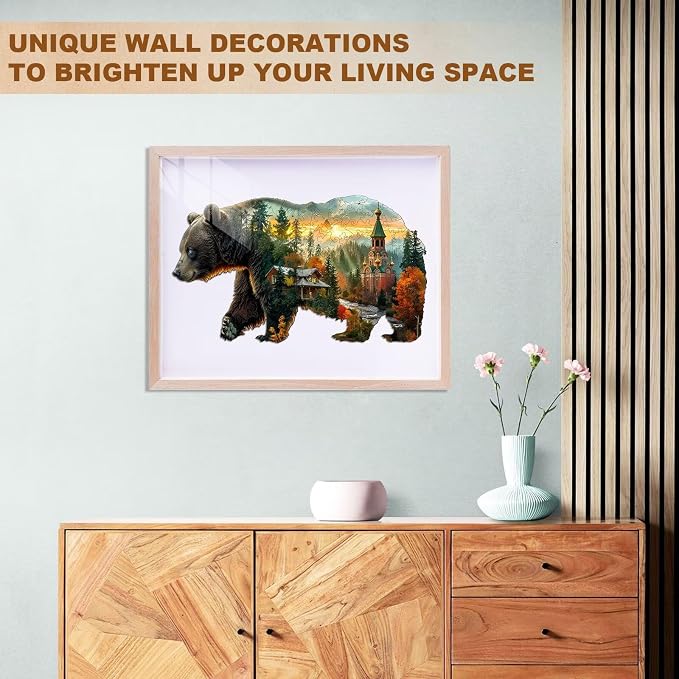 Forest Bear Puzzles Adults Gifts Wooden 110 Pieces 11.4 * 6.7in - Image 7