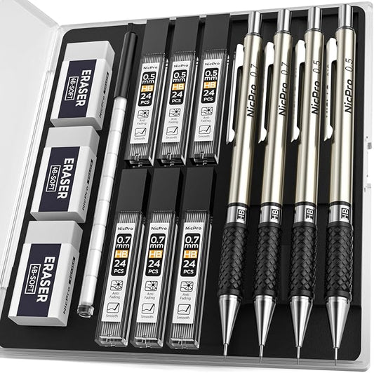 Nicpro Art Mechanical Pencil Set in Case, Lead Pencil by Nicpro
