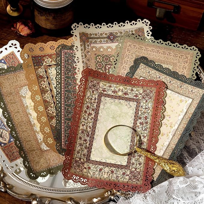 30 Sheets Lace Edged Vintage Scrapbook Paper, Scrapbooking, Letter Writing - Image 4