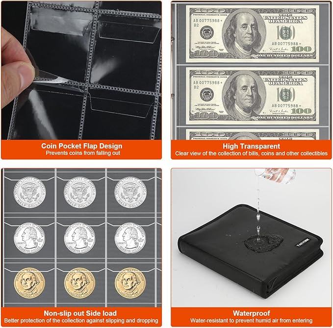 Coin Collection Book Holder for Collectors, 520 Pockets Fireproof Coins - Image 4