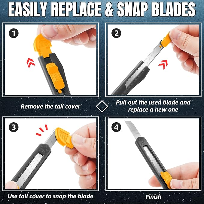 24 Pack Box Cutter Retractable, Utility Knife 9MM Wide Snap-Off Blades - Image 6