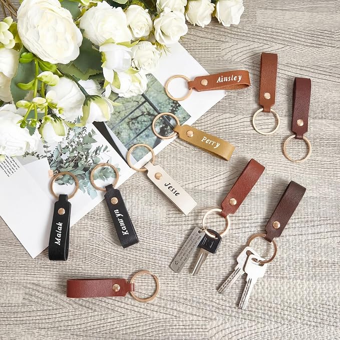 Wavyknot 200 Pcs PU Leather Keychain Blanks Bulk Laser Engraving Blanks - Image 3