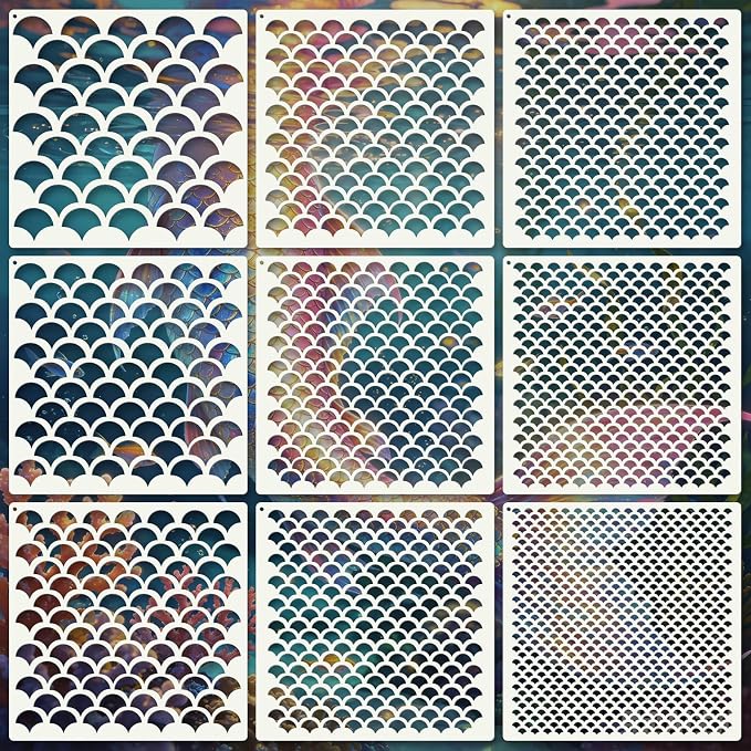 Texture Stencils for Crafts Reusable 9Pcs Stencils | DIY Art Painting Stencil by Unknown