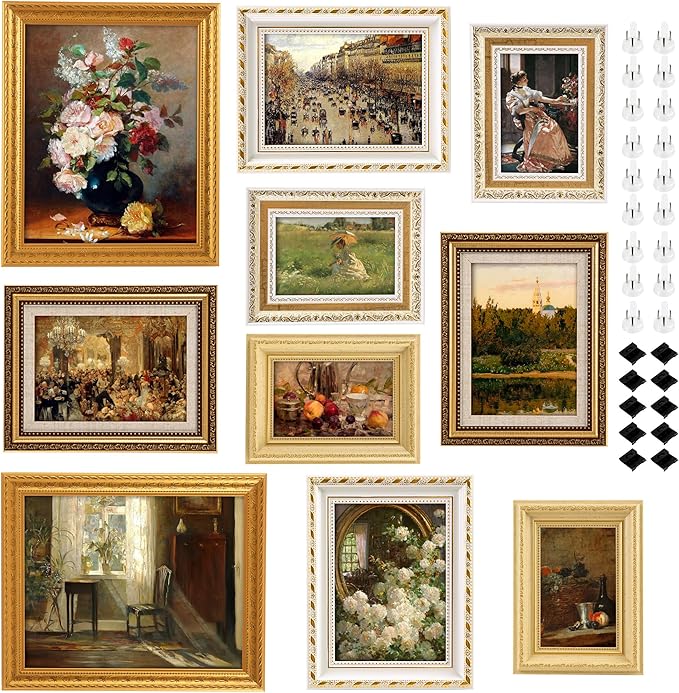 10-Pack Gold Vintage Picture Frames Set, Antique Gallery Wall Frame Set | Wall by Unknown