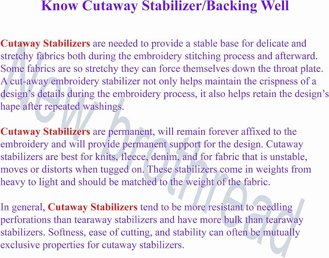 New brothread Cut Away Machine Embroidery Stabilizer Backing 12" x 50 Yd roll - Image 3