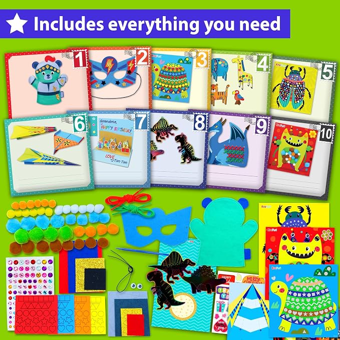KRAFUN Toddler Beginner Art & Craft Kit Ages 3-5 | 10 Envelopes | 10 projects: - Image 2
