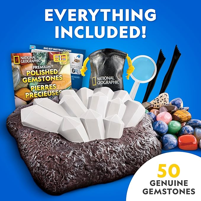 National Geographic Gigantic Gemstone Dig Kit – Excavate 50 Real Gems from a - Image 5