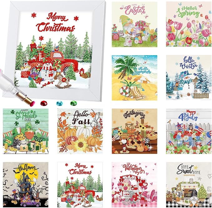 Trandraft 13 Pcs Summer Interchangeable Seasonal Diamond Art Kits by Trandraft