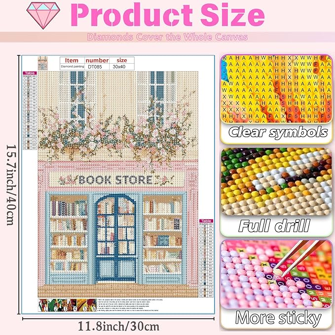 DAZZLEDOTS Diamond Art Kits for Adults, DIY Diamond Dots Bookstore 5D Full - Image 4