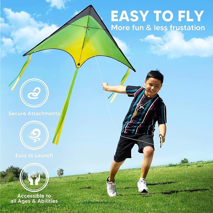 JOYIN 3 Packs Large Delta Kite Gradient Rainbow, Large Delta Beach Kite - Image 3
