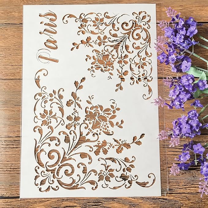 TIAMECH A4 Reusable Flower Edge Frame Stencil by TIAMECH
