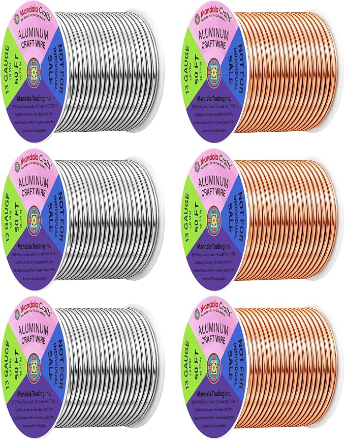 Mandala Crafts 13 GA Copper Silver Tone Combo Anodized Aluminum Craft Wire | by MandalaCrafts