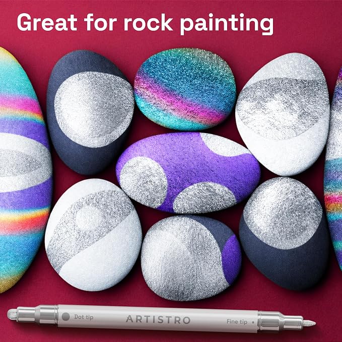 ARTISTRO 24 Silver Dual-Tip Acrylic Paint Markers – Paint Pens Set - Image 7