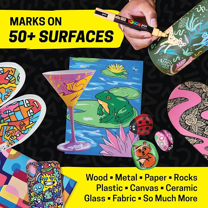 uni Posca Acrylic Paint Art Markers, Wood and Canvas - Image 2
