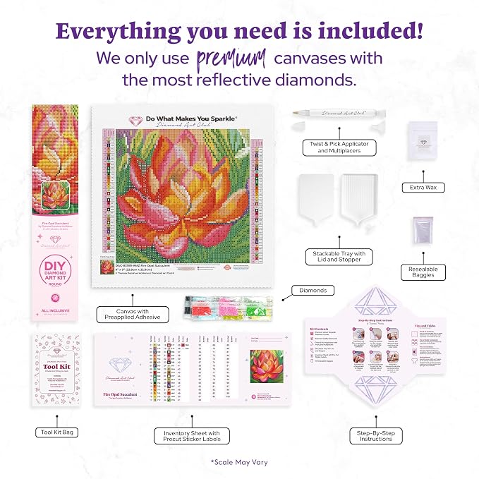 DIAMOND ART CLUB Fire Opal Succulent Diamond Painting Kit, Fun DIY Crafts - Image 3