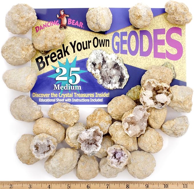 DANCING BEAR 25 Break Your Own Geodes, 90% Hollow, Crack Open & Discover by DancingBear