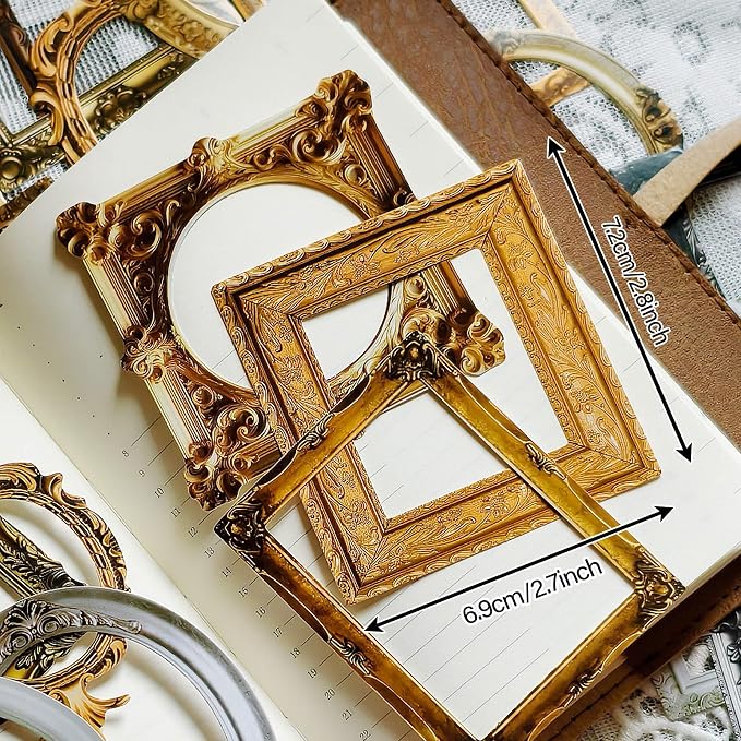 100 Pcs Vintage Frame Stickers Metallic | Scrapbooking Stickers - Image 5