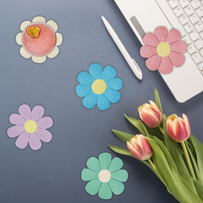 Bulerrylulu 6 Pcs Flower Diamond Painting Coasters Kits - Image 2