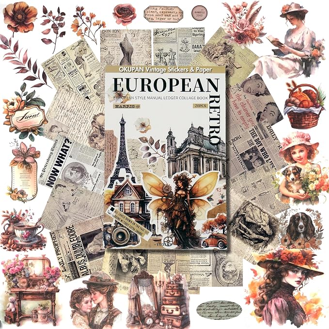 Vintage Scrapbook Stickers and Ephemera Pack – Pre Cut Design Scrapbooking by DecorateYourWorld