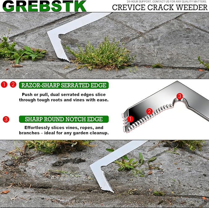 GREBSTK Crack Weeder Crevice Weeding Stainless Steel Sharp Tool, 38 in | - Image 3