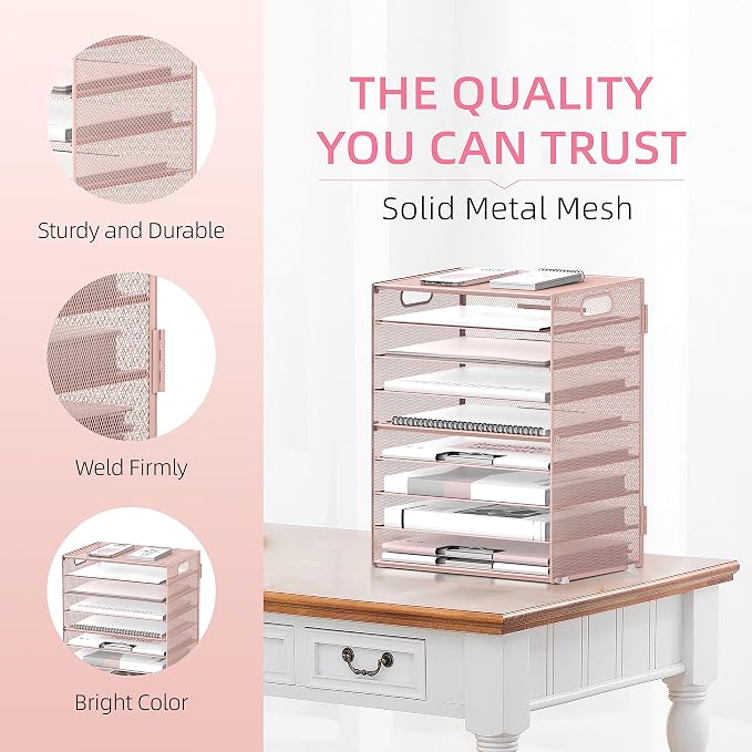 DALTACK 9-Tier Paper Organizer for Desk, Mesh Letter Tray Desk Organizer - Image 5