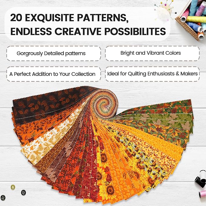Craftido-20 Options-100% Cotton Jelly Roll Fabric Precut Strips - Image 3