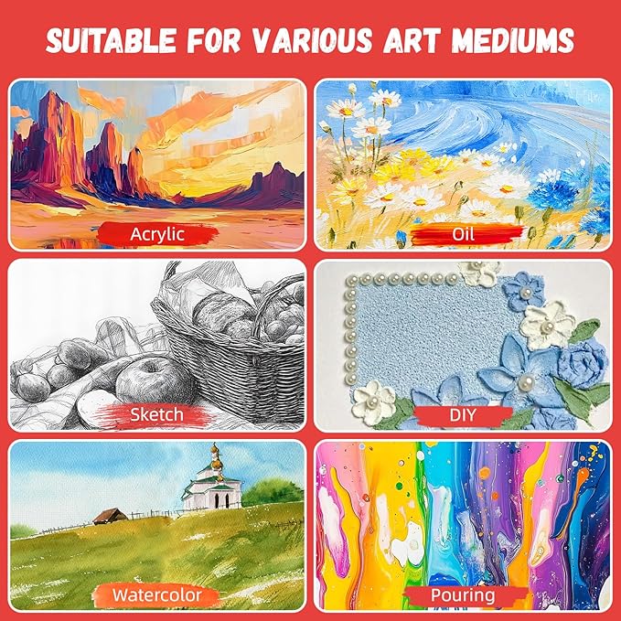 Simetufy 12 x 12 inch 12 Pack Painting Canvas Boards- Gesso Primed | Acid-Free - Image 4