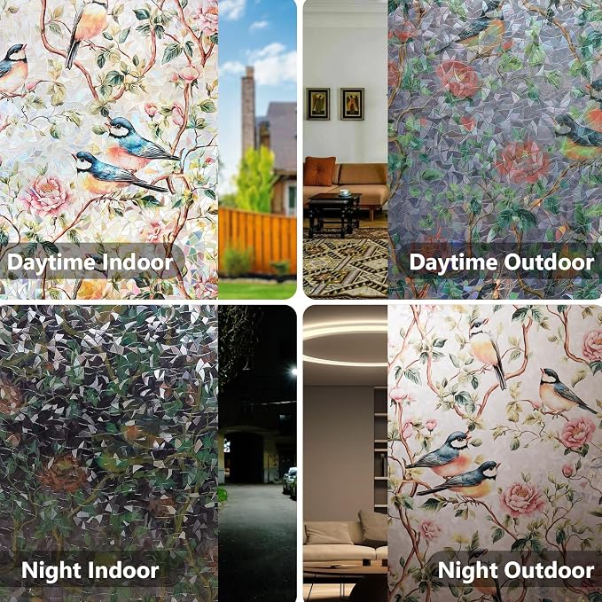 Window Privacy Film Stained Glass 17.5" x 78.7" Rainbow | Static cling – no glue - Image 7