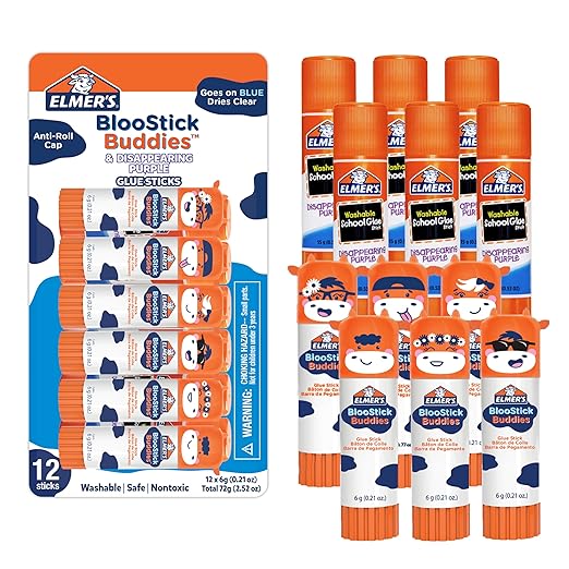Elmer's Glue Sticks Combo Pack, BlooStick Buddies & Disappearing Purple by Unknown