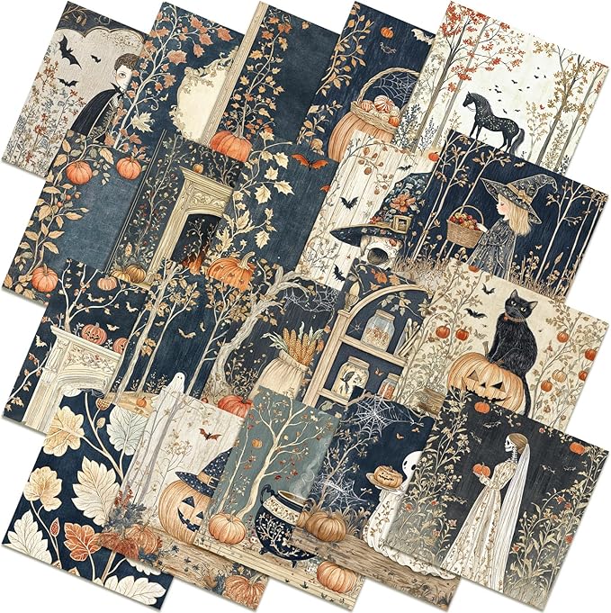 HunnmingRe 20 Pcs 10''x10'' Autumn Halloween Quilting Fabric Square Pumpkin by HunnmingRe