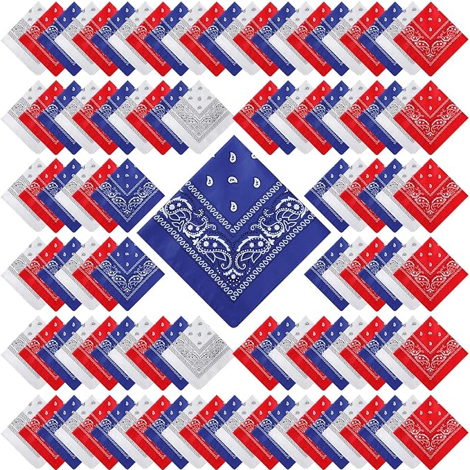 100 Pack Bandanas Unisex Paisley Bandanas Bulk Multi Purpose Cowboy Head Wrap by Handepo