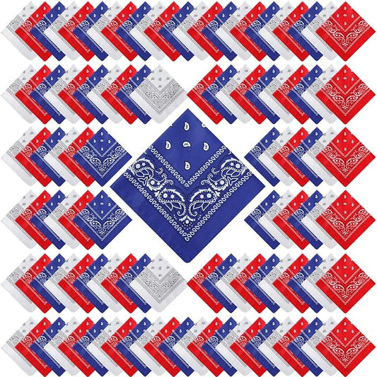100 Pack Bandanas Unisex Paisley Bandanas Bulk Multi Purpose Cowboy Head Wrap by Handepo