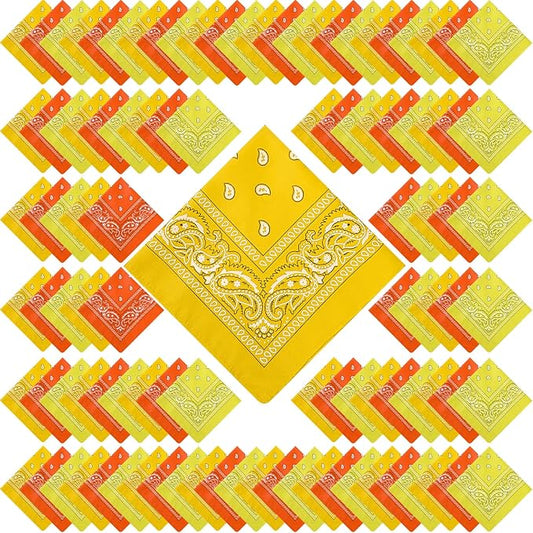 100 Pack Bandanas Unisex Paisley Bandanas Bulk Multi Purpose Cowboy Head Wrap by Handepo