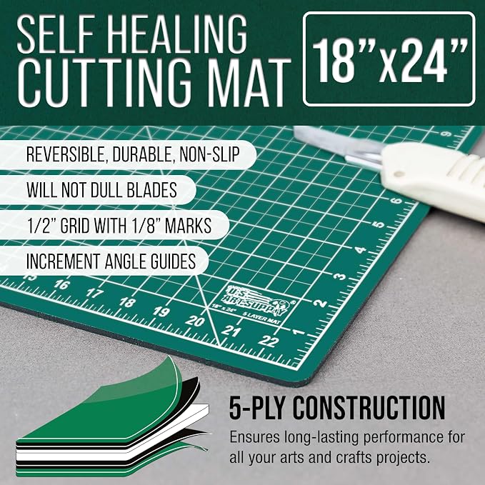 U.S. Art Supply 18" x 24" Self-Healing Cutting Mat 5-Ply - Image 2