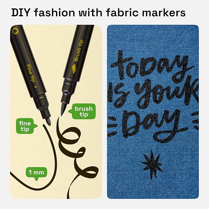 ARTISTRO 2 Black Dual-Tip Fabric Markers - Image 4